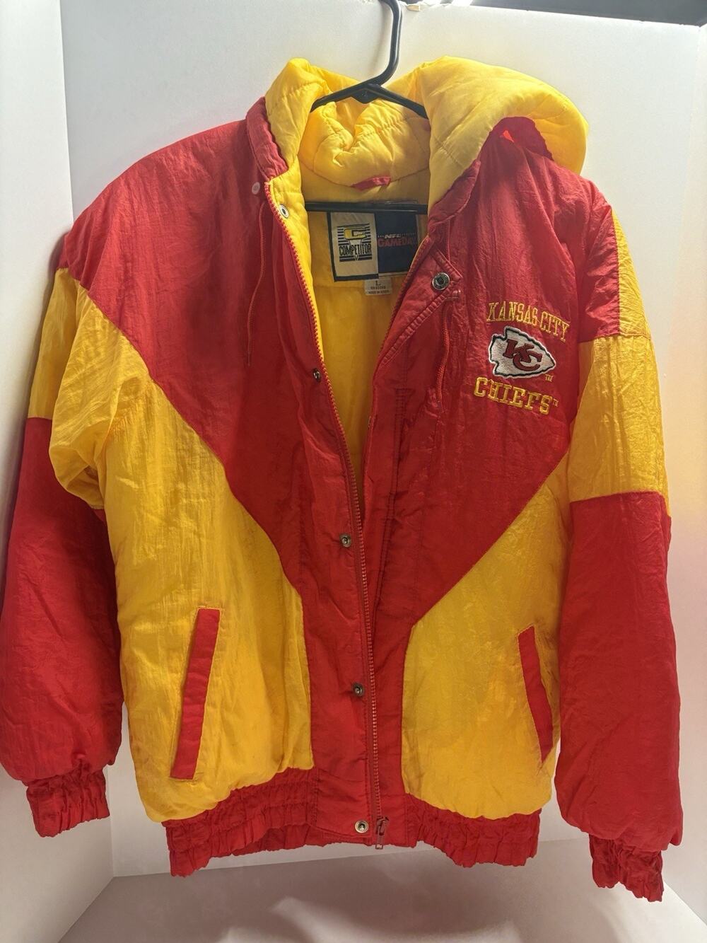 Vintage Kansas City Chiefs NFL GameDay Hooded Jacket 90s Size Large